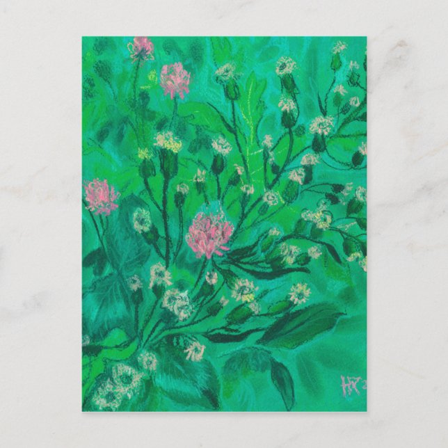 Carte Postale Fleurs Pour Bumblebee, Peinture Fleur sauvage D'Ét (Devant)