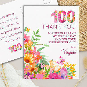 Carte Postale Fleurs pour le 100e anniversaire Papillon Apprecia