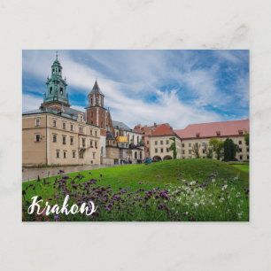 Carte Postale Fleurs près du château Wawel à Cracovie, Pologne