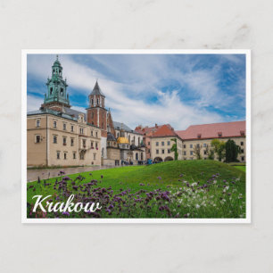 Carte Postale Fleurs près du château Wawel à Cracovie, Pologne