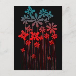 Carte Postale Fleurs rétro turquoises