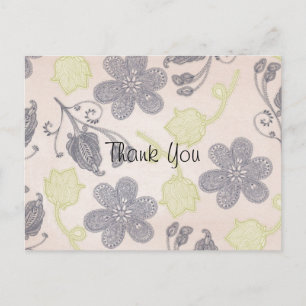 Carte Postale Fleurs Rétro Vintage Personnaliser Merci
