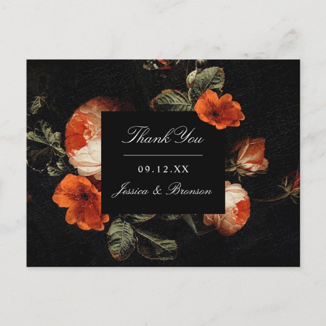 Carte Postale Fleurs romantiques sombres Roses Mariage Hollandai (Devant)