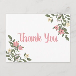 Carte Postale Fleurs rose merci mariage fleurs botanique