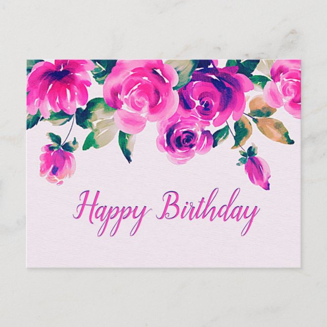 Carte Postale fleurs rose personnalisées (Devant)