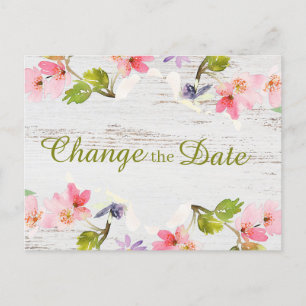 Carte Postale Fleurs Rose Rustique sur Bois Blanc Changer la Dat