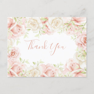 Carte Postale Fleurs rose tendre Élégance de mariage Remerciemen