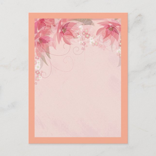 Carte Postale fleurs roses (Devant)