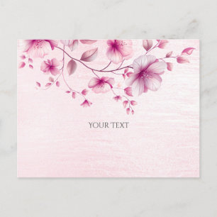 Carte postale Fleurs roses à l'aquarelle