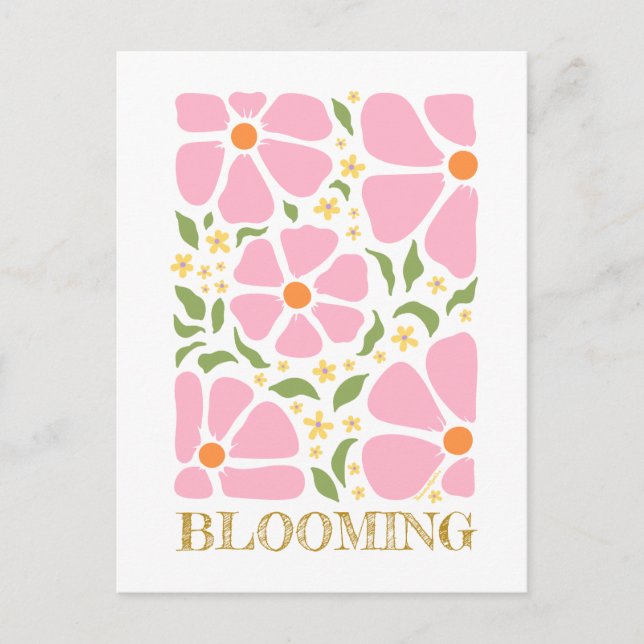 Carte Postale Fleurs roses Abstraites joueuses (Devant)