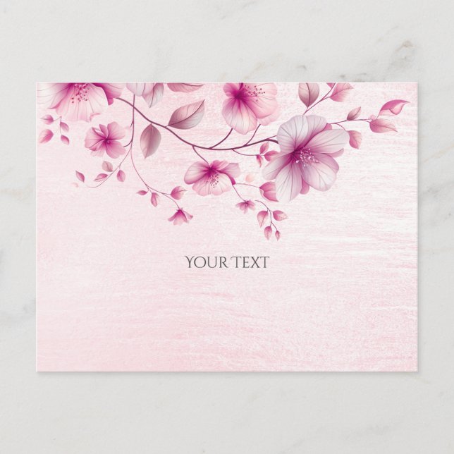 Carte postale Fleurs roses aquarelle (Devant)