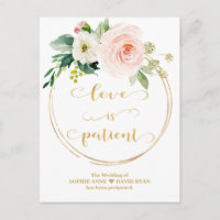 Fleurs roses blanches or Mariage L'amour est patie
