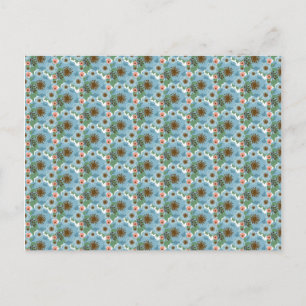Carte Postale Fleurs roses bleues naturelles de Bohême Feuilles