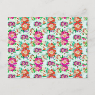 Carte Postale Fleurs roses et rouges florales vintage lumineuses