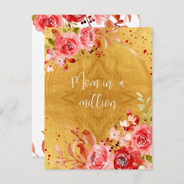 Carte Postale Fleurs roses, maman exceptionnelle, fête des mères (Devant / Derrière)