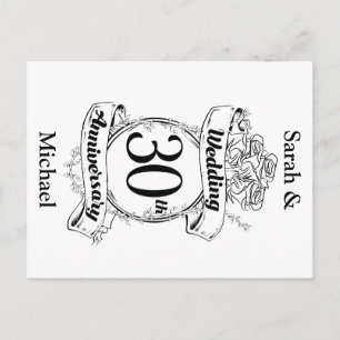 Carte Postale Fleurs Roses Romantiques 30e Anniversaire de Maria