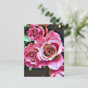 CARTE POSTALE FLEURS ROSES ROSES ROSES ROSES