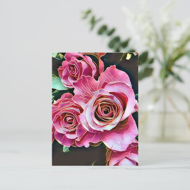 CARTE POSTALE FLEURS ROSES ROSES ROSES ROSES (Debout devant)