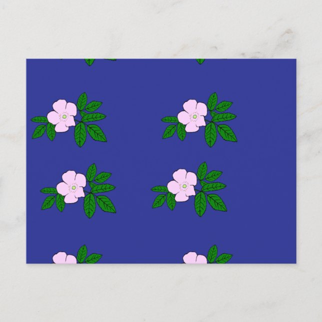 Carte Postale Fleurs roses sur bleu marine (Devant)