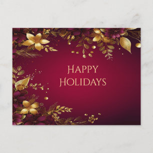 Carte postale Fleurs Rouge Bourgogne Or