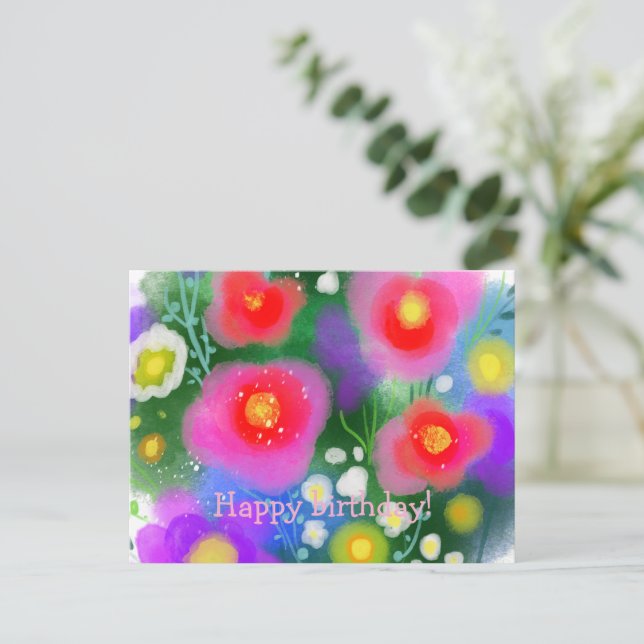 Carte Postale Fleurs rouges (Debout devant)