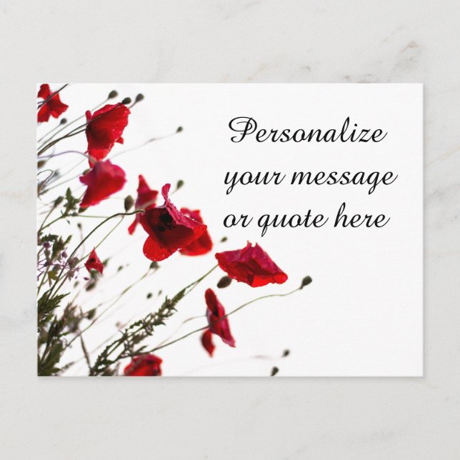 Carte Postale Fleurs rouges agitées avec message personnel ou de (Devant)