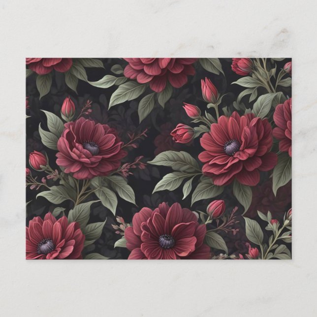 Carte Postale Fleurs rouges bourguignonnes gothiques (Devant)