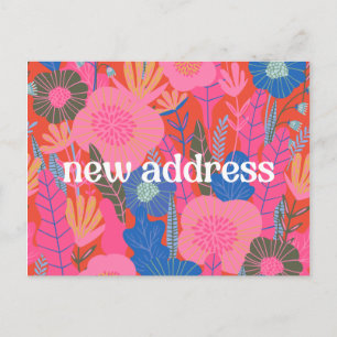 Carte Postale Fleurs rouges colorées Nous avons déménagé dans un