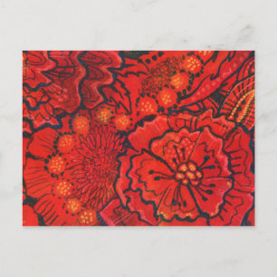 Carte Postale Fleurs rouges, Fleur irky Abstrait Art Floral