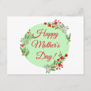 Carte Postale Fleurs rouges motifs de fête des mères aquarelle v