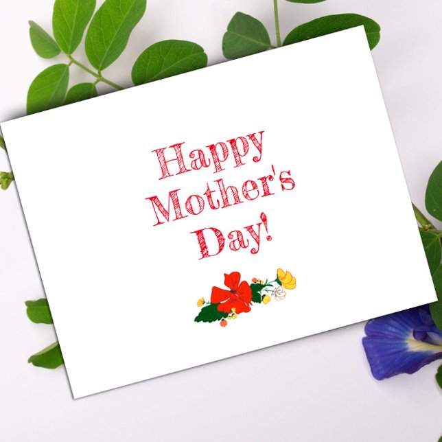 Carte Postale Fleurs rouges motifs de la fête des mères aquarell (Créateur téléchargé)