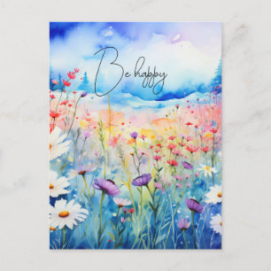Carte Postale Fleurs sauvages aquarelle