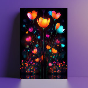 Carte Postale Fleurs sauvages arc-en-ciel pastel radieuses 