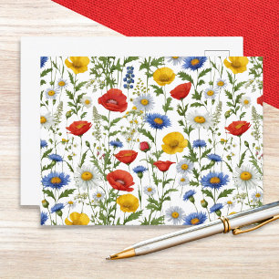 Carte Postale Fleurs Sauvages Colorées d'Été Floral