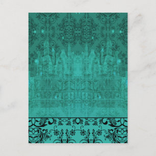 Carte Postale Fleurs sauvages Damas, CHÂTEAU D'ANGEL en Turquois