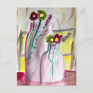 Carte Postale Fleurs sauvages dans le vase art abstrait