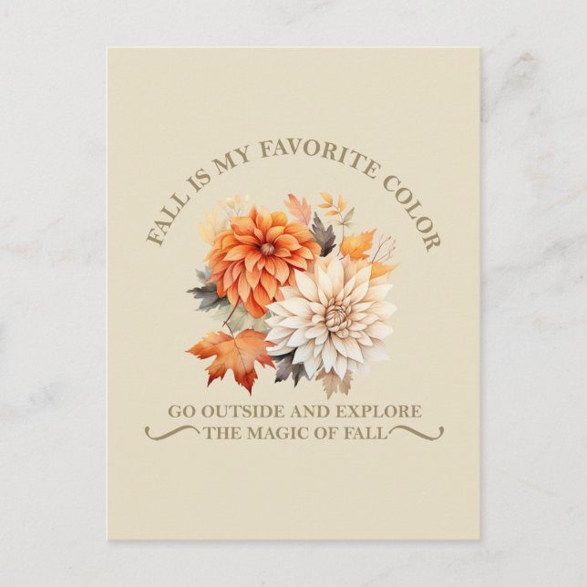 Carte Postale Fleurs sauvages d'aquarelle feuilles automne citat (Devant)