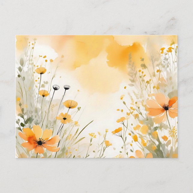 Carte Postale Fleurs sauvages d'aquarelle orange douce (Devant)