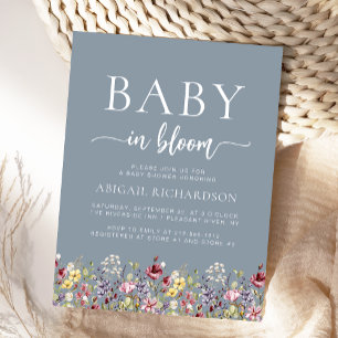 Carte Postale Fleurs sauvages de Bébé en fleurs Bleu poussiéreux