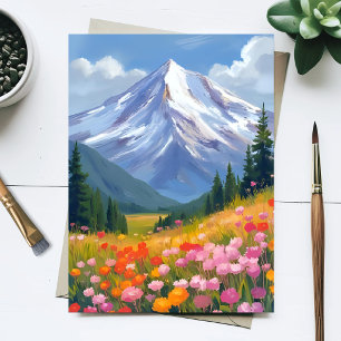 Carte Postale Fleurs sauvages de montagne Paysage aquarelle Natu
