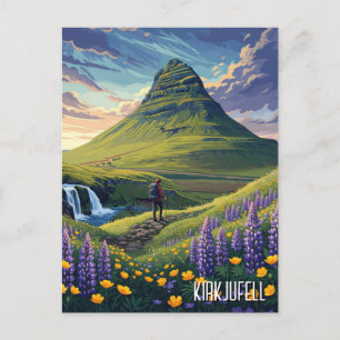 Carte Postale Fleurs sauvages en Kirkjufell Islande Travel