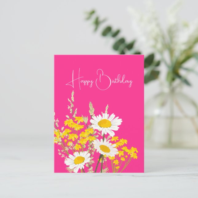 Carte Postale Fleurs Sauvages Modernes Joyeux Anniversaire (Debout devant)