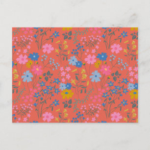Carte Postale Fleurs sauvages rouges Boho modernes