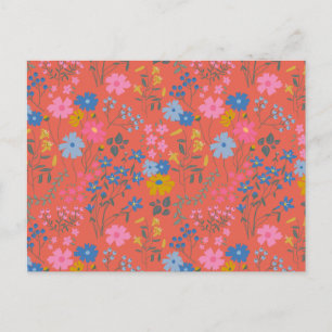Carte Postale Fleurs sauvages rouges Boho modernes