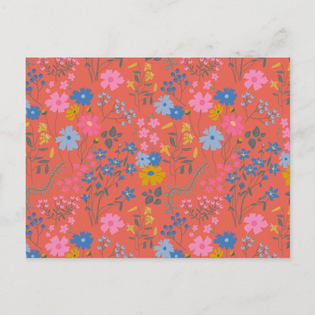 Carte Postale Fleurs sauvages rouges Boho modernes (Devant)