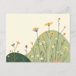 Carte Postale Fleurs sauvages scandinaves sauvages et ligne géom