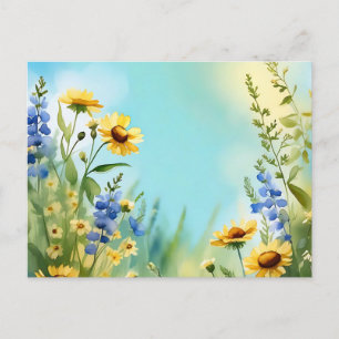 Carte Postale Fleurs sauvages Springtime En Bleu Doux