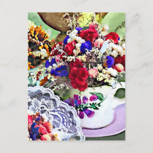 Carte Postale Fleurs séchées dans les tasses