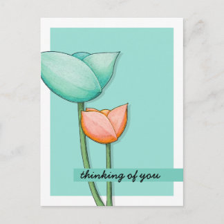 Carte postale Fleurs simples sarcelle orange