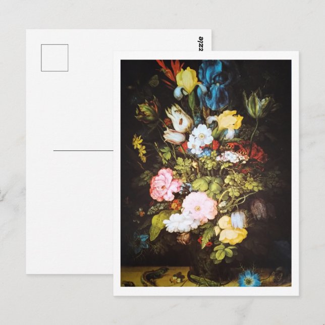 Carte Postale Fleurs Sombres Vintage (Devant / Derrière)